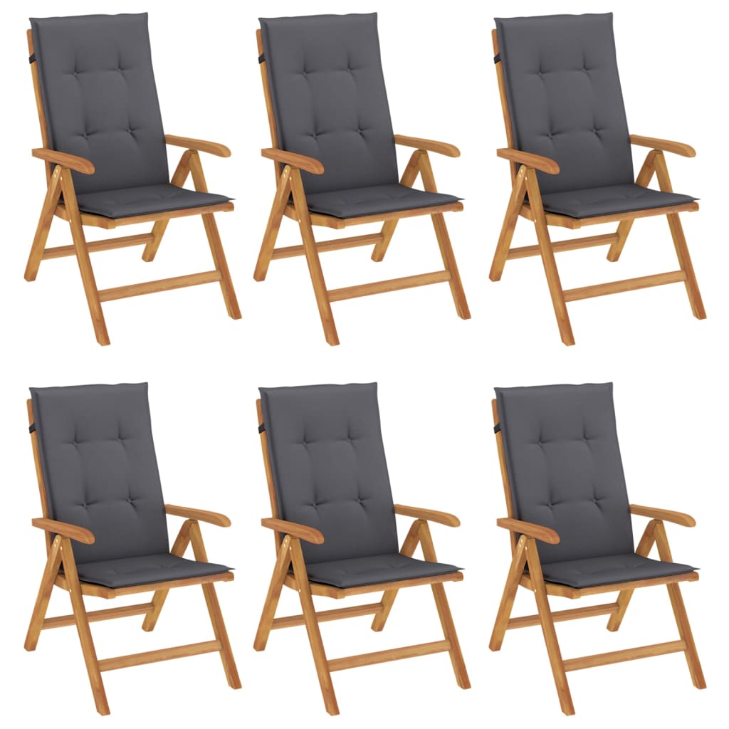 vidaXL Chaises de jardin avec coussins 6 pcs. Bois de teck massif