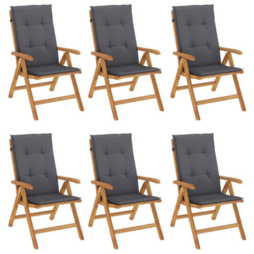 vidaXL Chaises de jardin avec coussins 6 pcs. Bois de teck massif