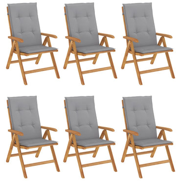 vidaXL Chaises de jardin avec coussins 6 pcs. Bois de teck massif
