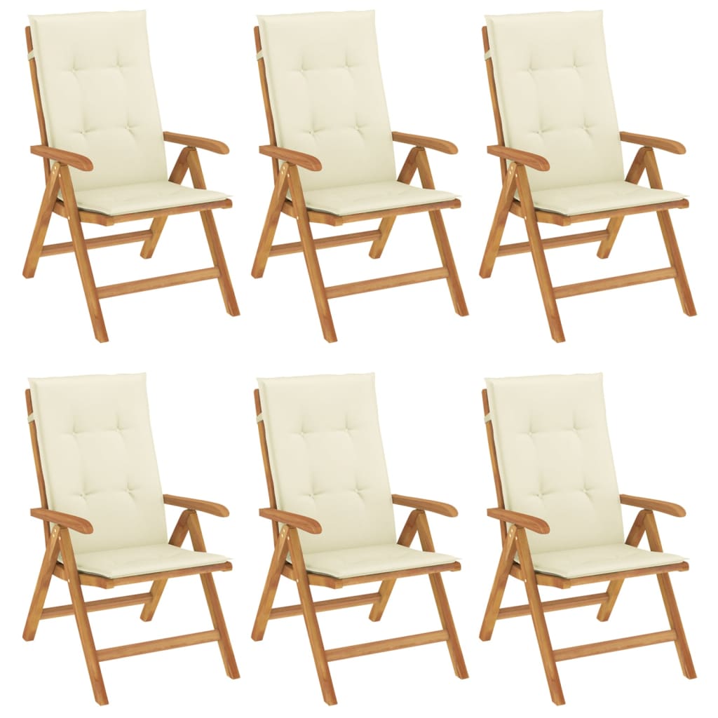 vidaXL Chaises de jardin avec coussins 6 pcs Bois de teck massif