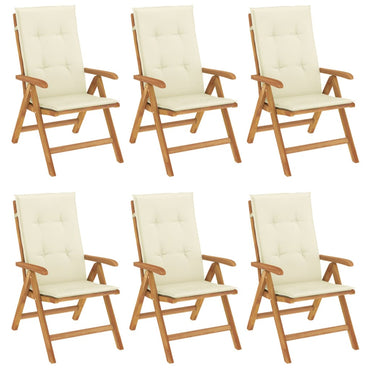 vidaXL Chaises de jardin avec coussins 6 pcs Bois de teck massif