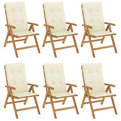 vidaXL Chaises de jardin avec coussins 6 pcs Bois de teck massif