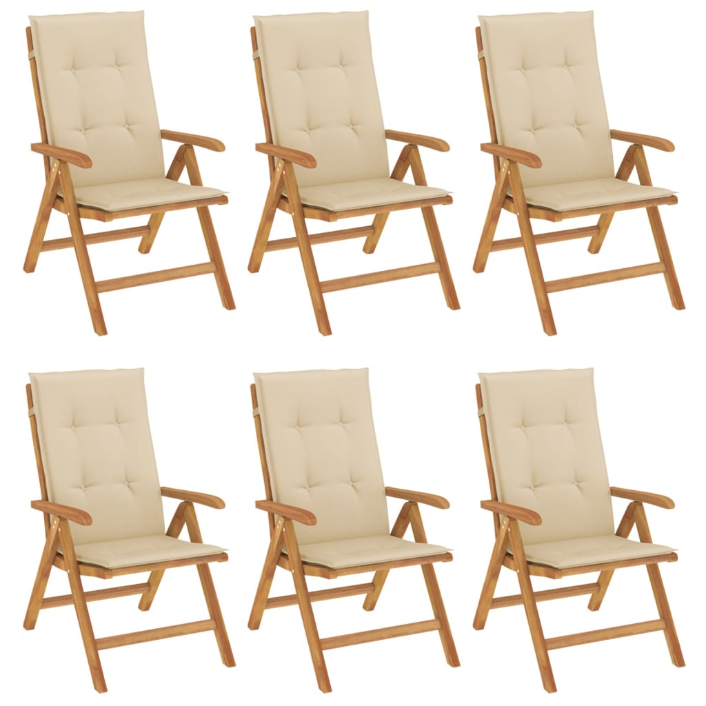 vidaXL Chaises de jardin avec coussins 6 pcs. Bois de teck massif