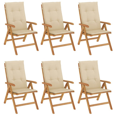 vidaXL Chaises de jardin avec coussins 6 pcs. Bois de teck massif