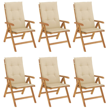 vidaXL Chaises de jardin avec coussins 6 pcs. Bois de teck massif