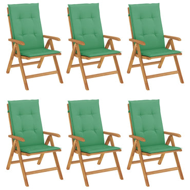 vidaXL Chaises de jardin avec coussins 6 pcs. Bois de teck massif