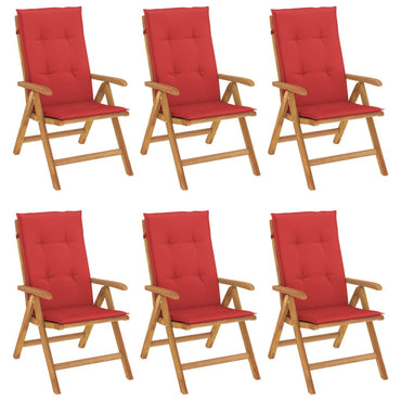 vidaXL Chaises de jardin avec coussins 6 pcs. Bois de teck massif