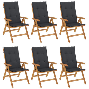 vidaXL Chaises de jardin avec coussins 6 pcs. Bois de teck massif