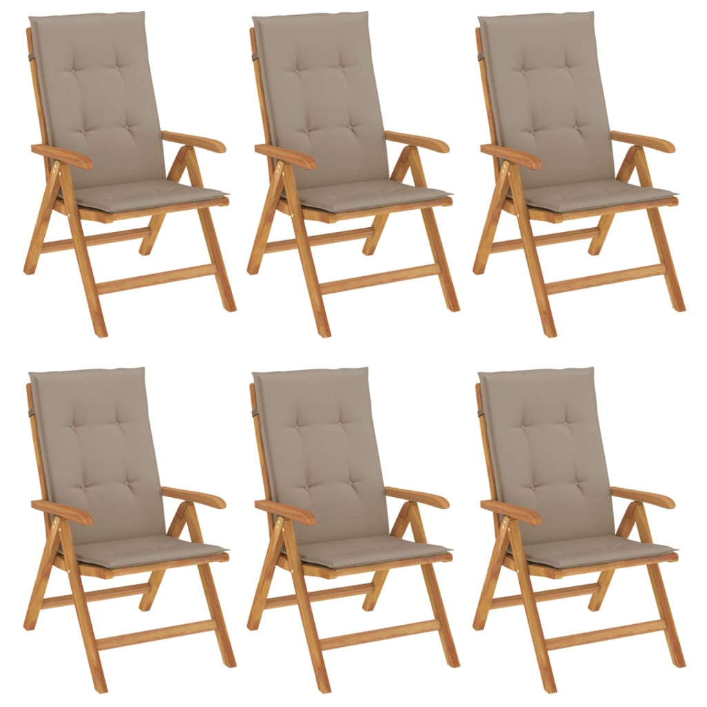 vidaXL Chaises de jardin avec coussins 6 pcs. Bois de teck massif