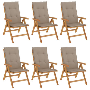 vidaXL Chaises de jardin avec coussins 6 pcs. Bois de teck massif