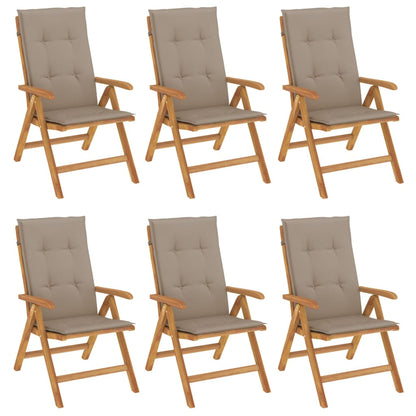 vidaXL Chaises de jardin avec coussins 6 pcs. Bois de teck massif