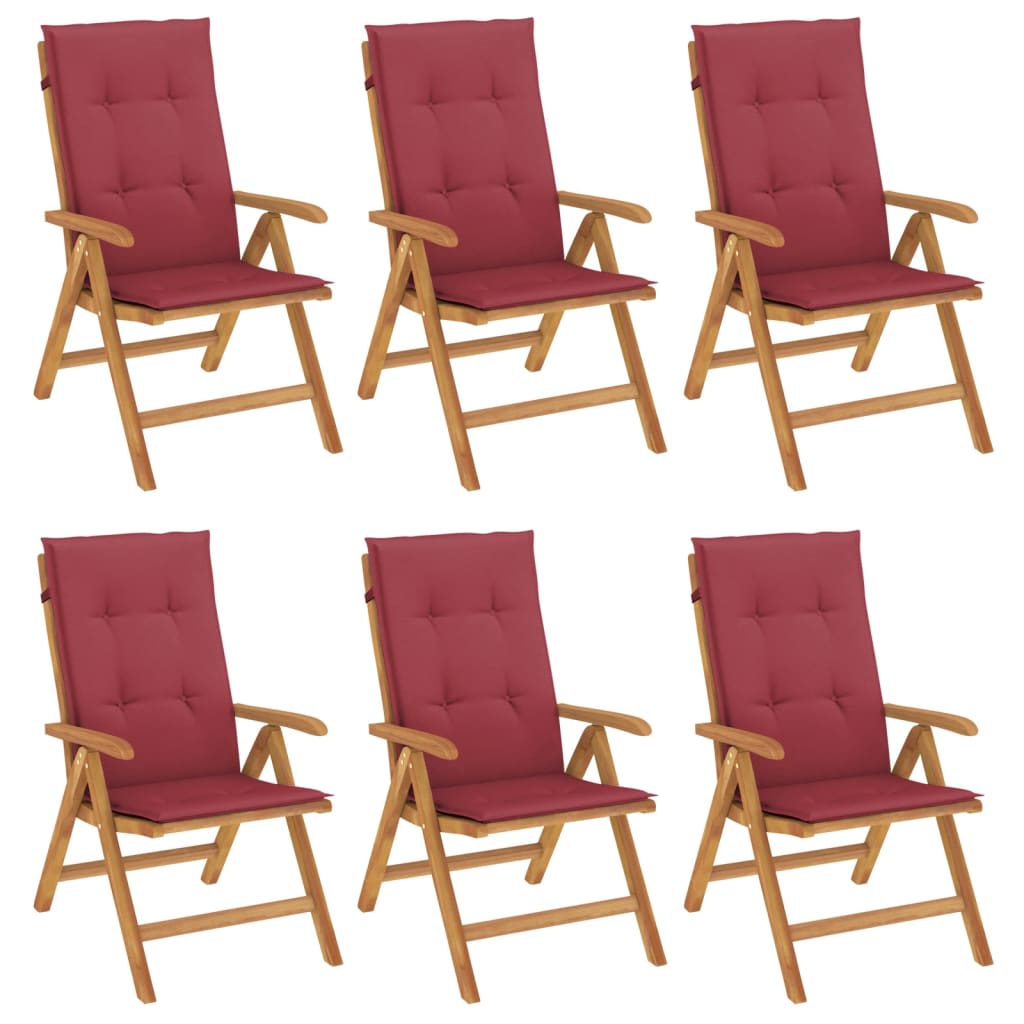 vidaXL Chaises de jardin avec coussins 6 pcs. Bois de teck massif