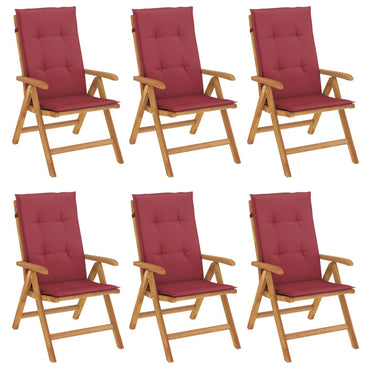 vidaXL Chaises de jardin avec coussins 6 pcs. Bois de teck massif