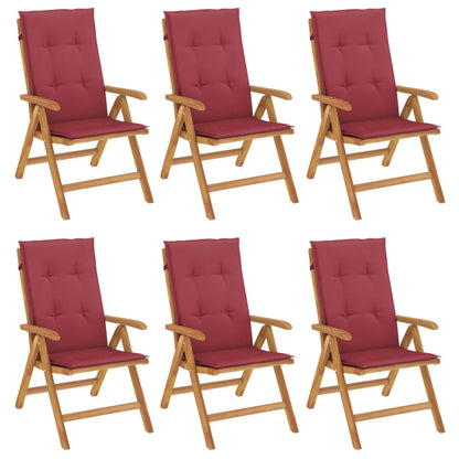 vidaXL Chaises de jardin avec coussins 6 pcs. Bois de teck massif