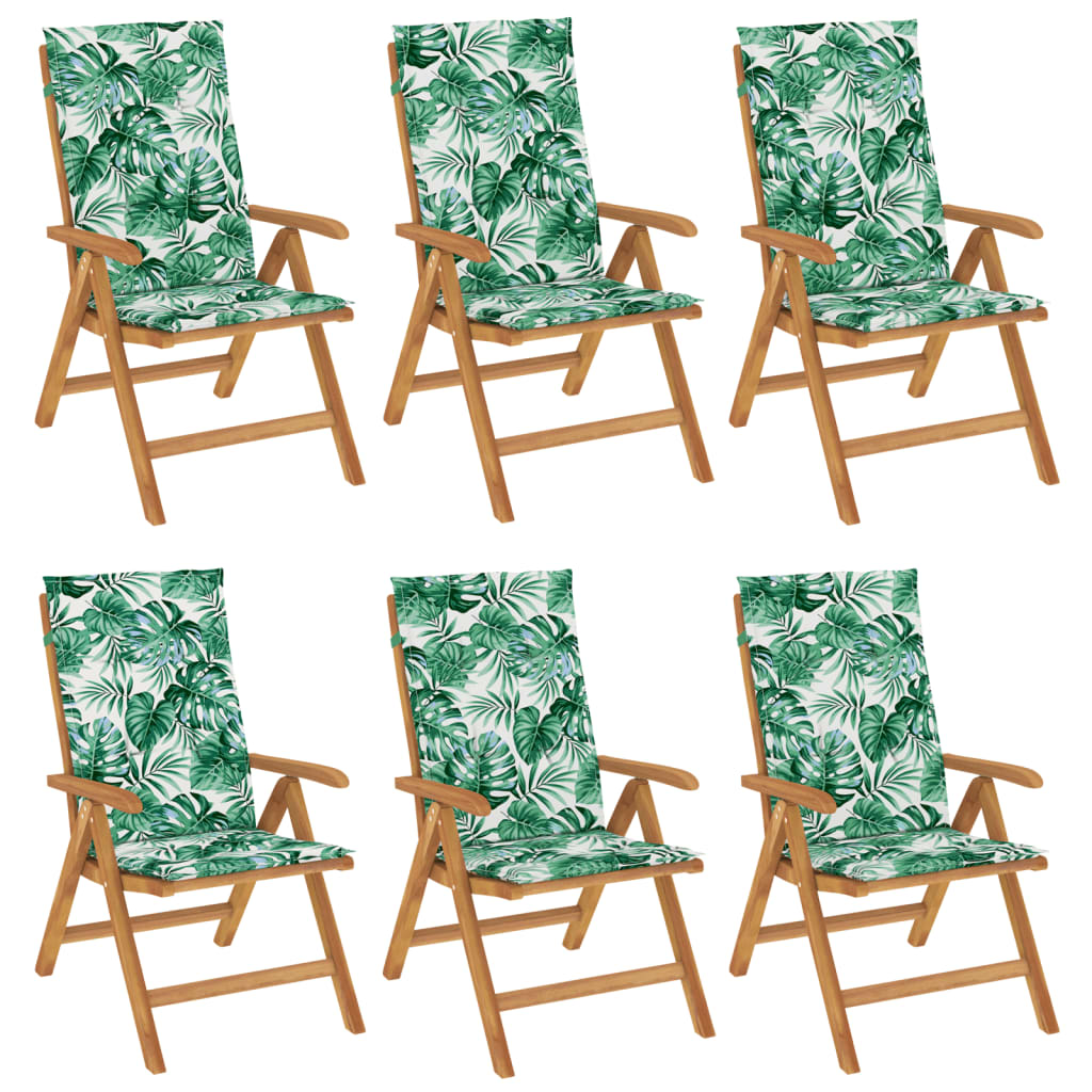 vidaXL Chaises de jardin avec coussins 6 pcs. Bois de teck massif