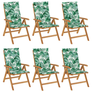 vidaXL Chaises de jardin avec coussins 6 pcs. Bois de teck massif
