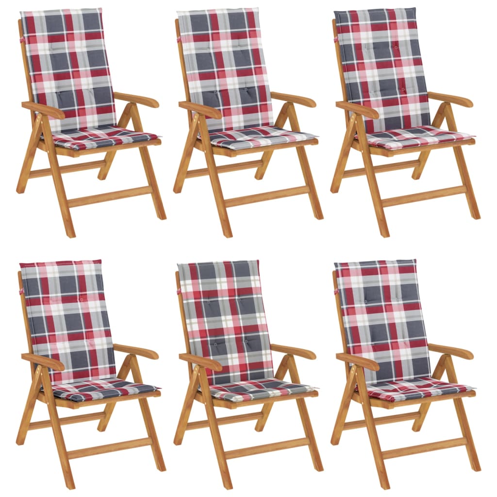 vidaXL Gartenstühle mit Kissen 6 Stk. Massivholz Teak