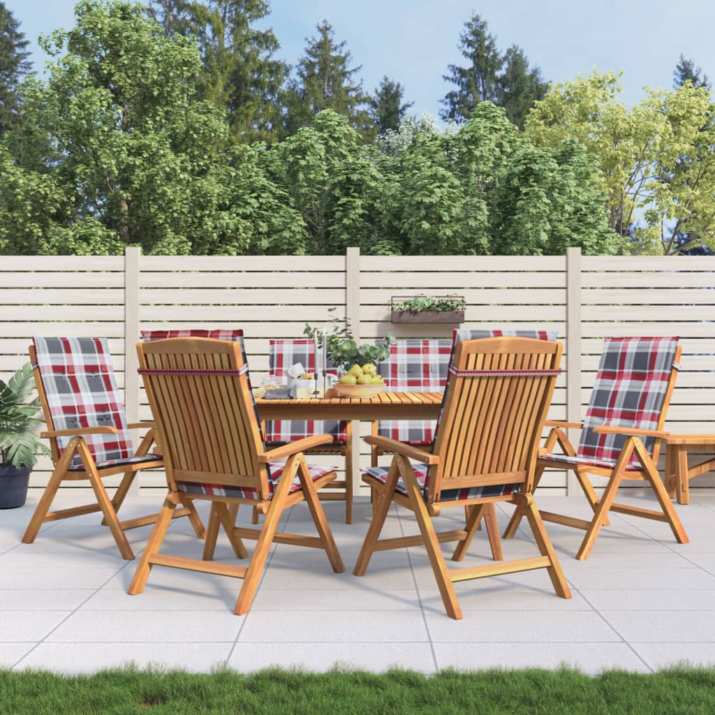 vidaXL Gartenstühle mit Kissen 6 Stk. Massivholz Teak