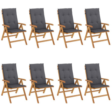 vidaXL Chaises de jardin avec coussins 8 pcs Bois de teck massif