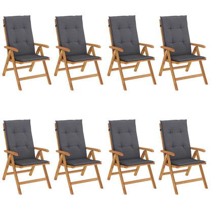 vidaXL Chaises de jardin avec coussins 8 pcs Bois de teck massif