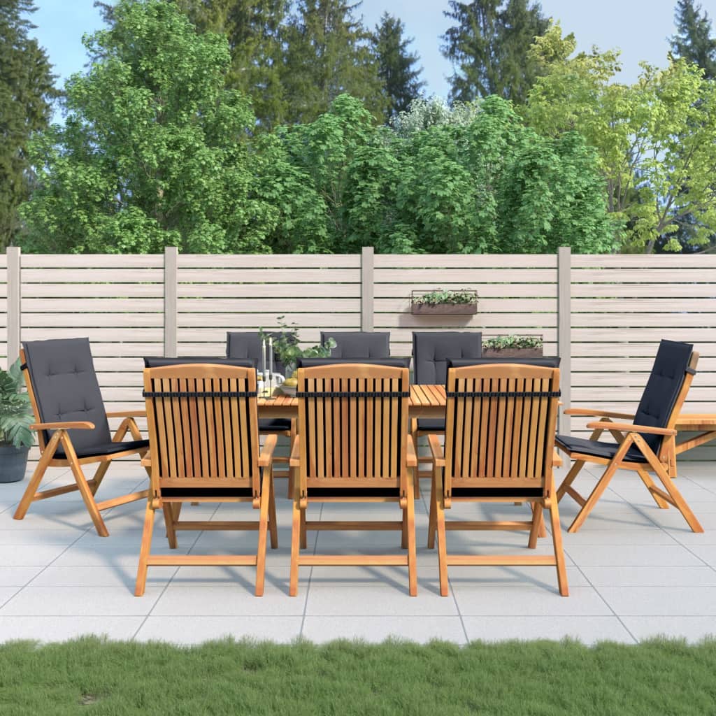 vidaXL Chaises de jardin avec coussins 8 pcs Bois de teck massif