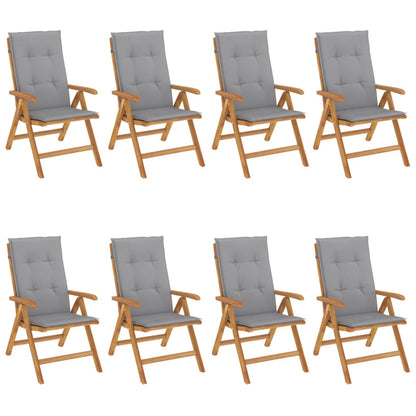 vidaXL Chaises de jardin avec coussins 8 pcs Bois de teck massif