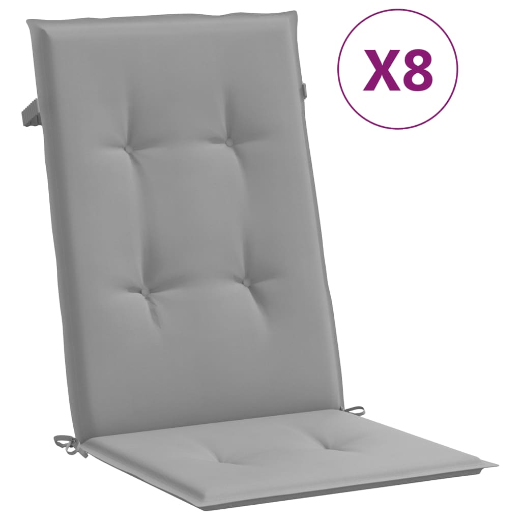 vidaXL Chaises de jardin avec coussins 8 pcs Bois de teck massif