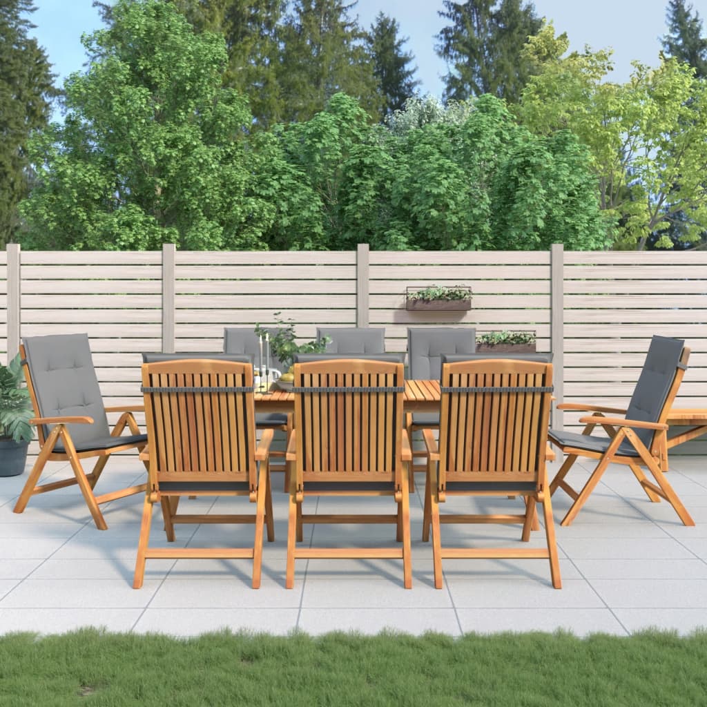 vidaXL Chaises de jardin avec coussins 8 pcs Bois de teck massif