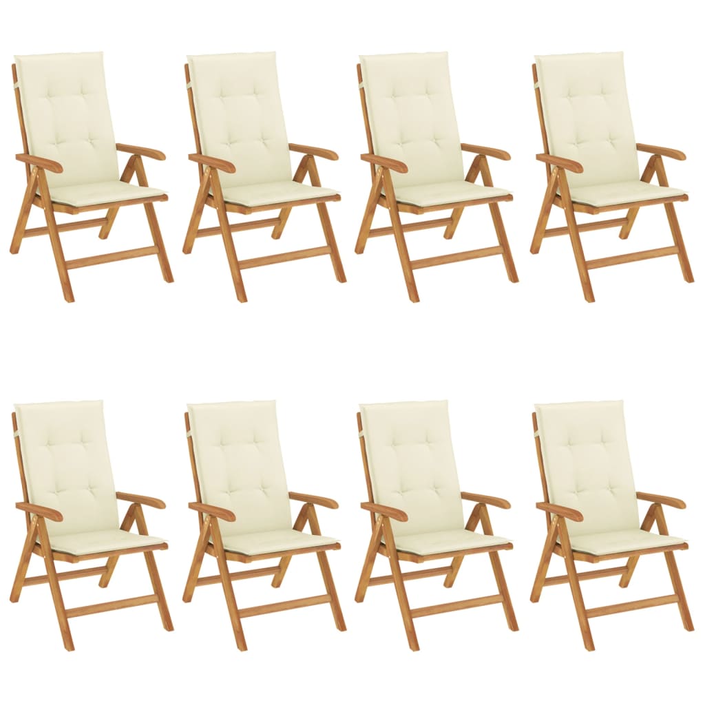 vidaXL Gartenstühle mit Auflagen 8 Stk. Massivholz Teak