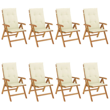 vidaXL Gartenstühle mit Auflagen 8 Stk. Massivholz Teak