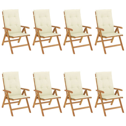 vidaXL Gartenstühle mit Auflagen 8 Stk. Massivholz Teak