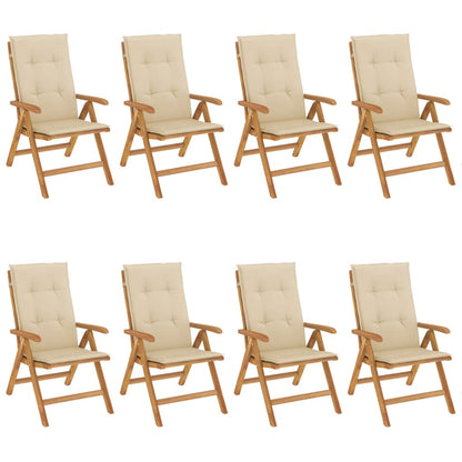 vidaXL Chaises de jardin avec coussins 8 pcs Bois de teck massif