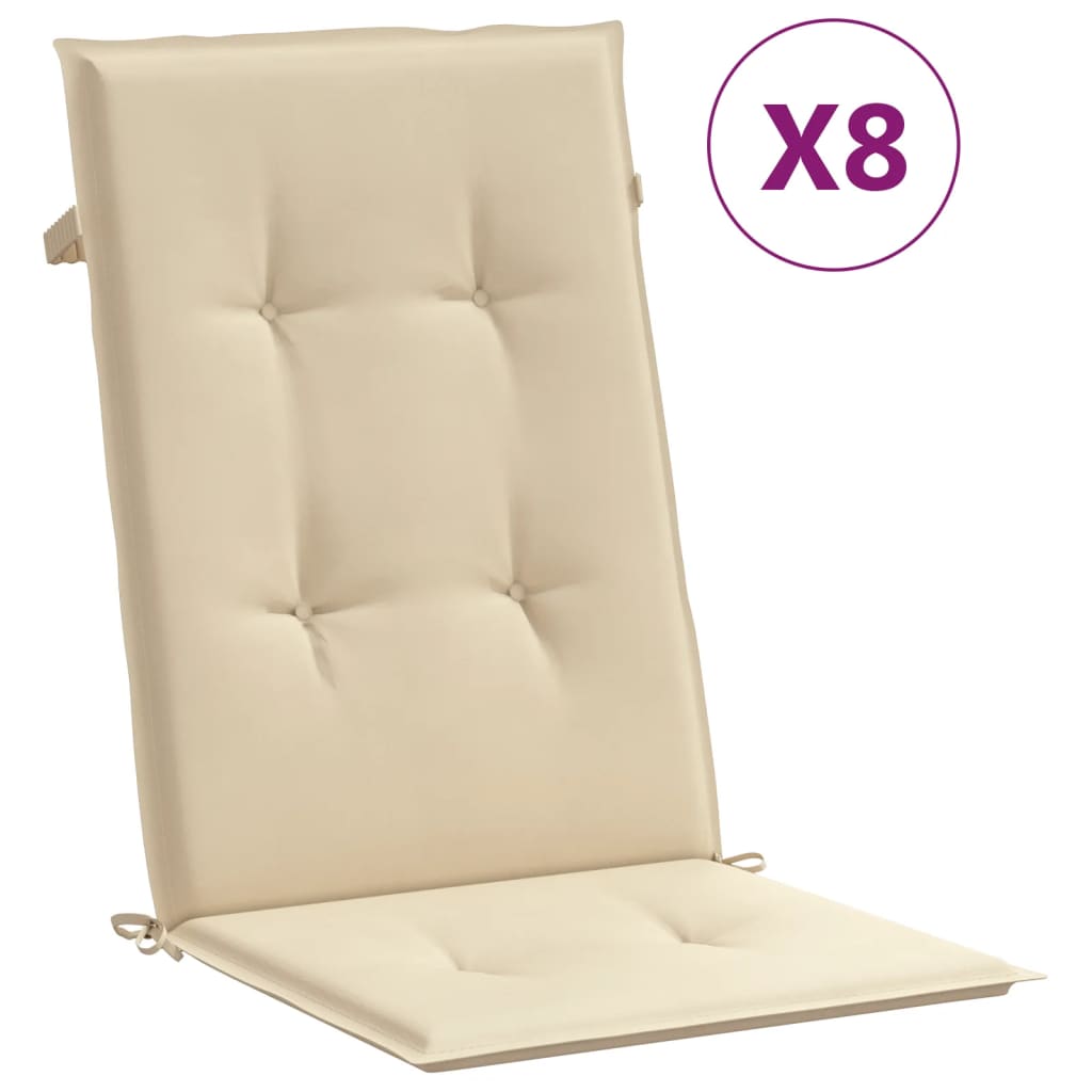 vidaXL Chaises de jardin avec coussins 8 pcs Bois de teck massif