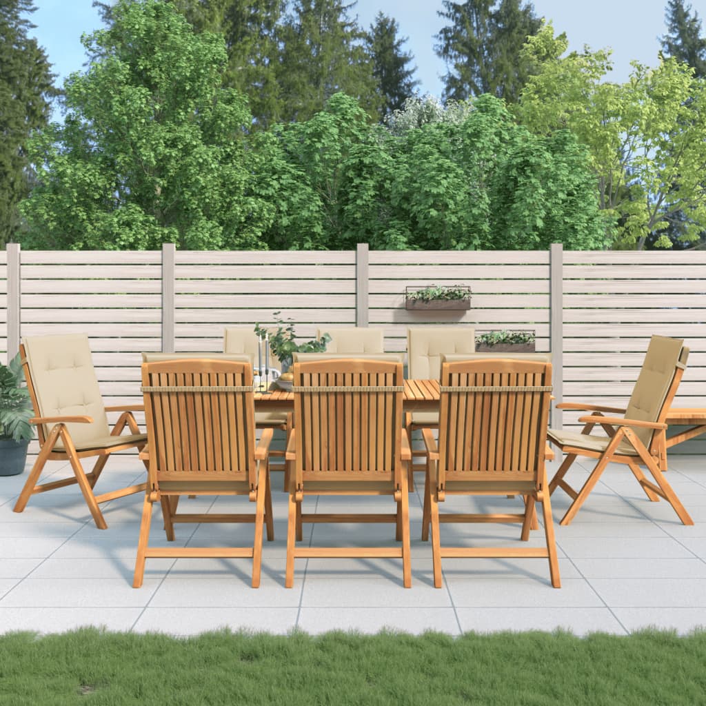 vidaXL Chaises de jardin avec coussins 8 pcs Bois de teck massif