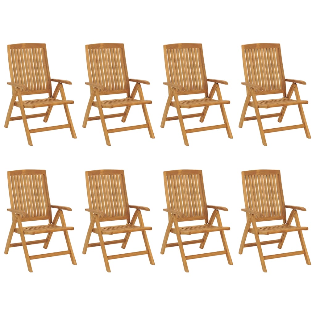 vidaXL Gartenstühle mit Auflagen 8 Stk. Massivholz Teak