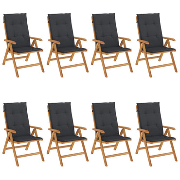 vidaXL Chaises de jardin avec coussins 8 pcs Bois de teck massif