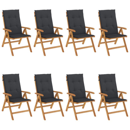 vidaXL Chaises de jardin avec coussins 8 pcs Bois de teck massif