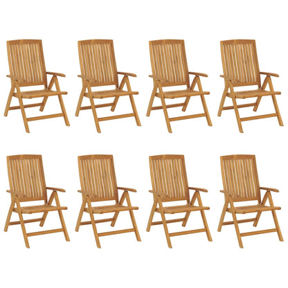vidaXL Chaises de jardin avec coussins 8 pcs Bois de teck massif