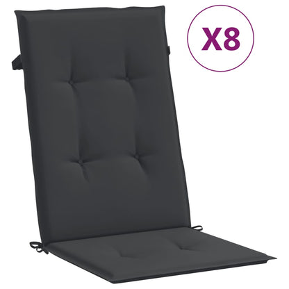 vidaXL Chaises de jardin avec coussins 8 pcs Bois de teck massif