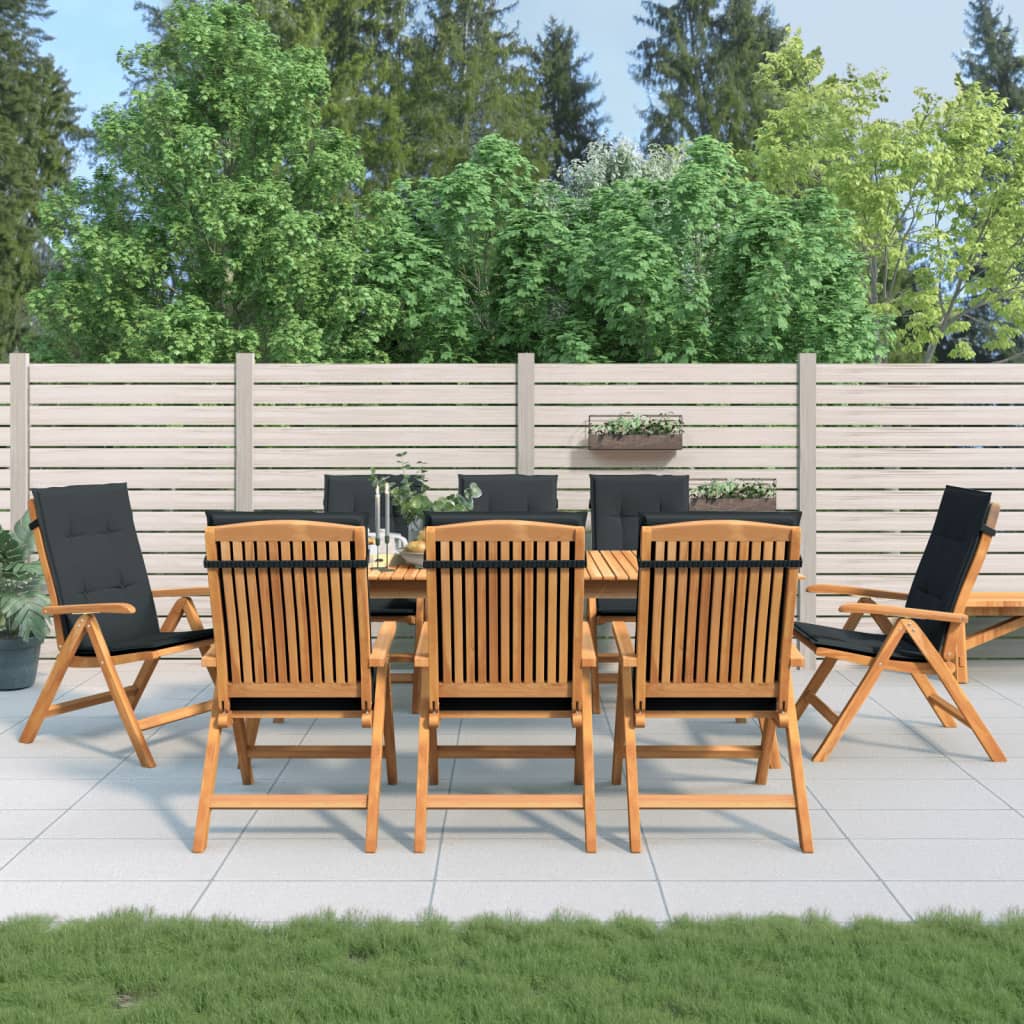 vidaXL Chaises de jardin avec coussins 8 pcs Bois de teck massif