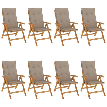 vidaXL Chaises de jardin avec coussins 8 pcs Bois de teck massif