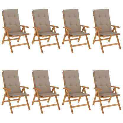 vidaXL Chaises de jardin avec coussins 8 pcs Bois de teck massif