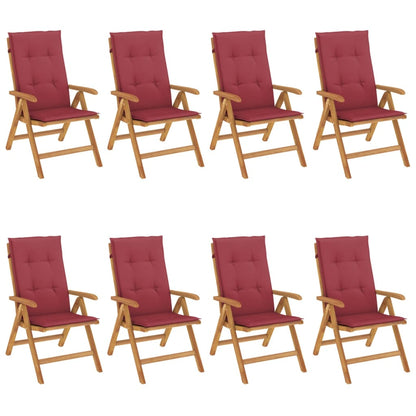 vidaXL Chaises de jardin avec coussins 8 pcs Bois de teck massif
