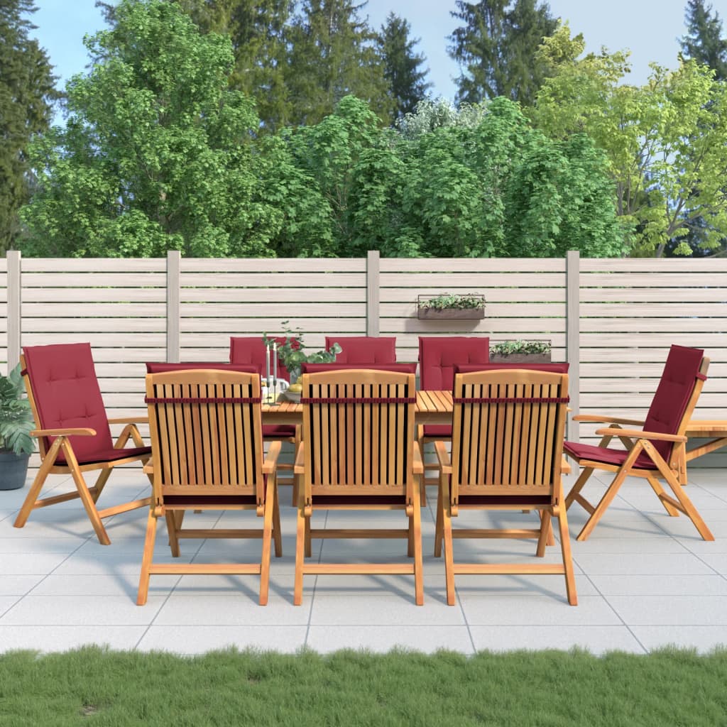 vidaXL Chaises de jardin avec coussins 8 pcs Bois de teck massif