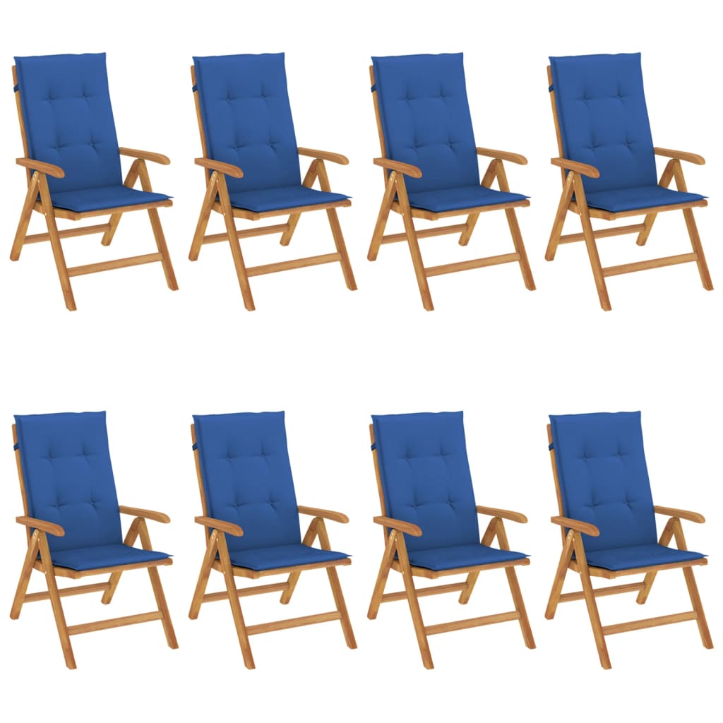 vidaXL Chaises de jardin avec coussins 8 pcs Bois de teck massif