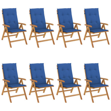 vidaXL Chaises de jardin avec coussins 8 pcs Bois de teck massif