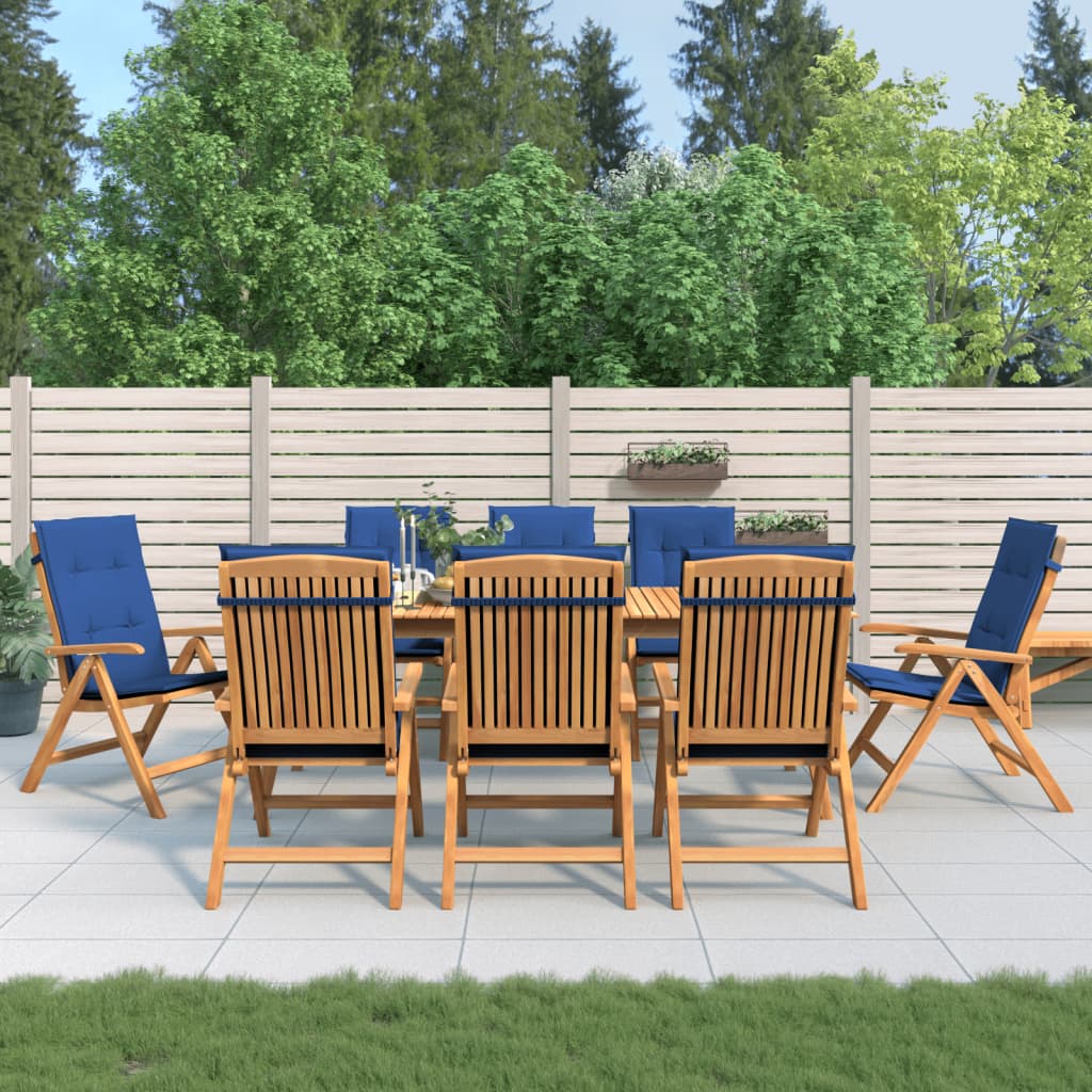 vidaXL Chaises de jardin avec coussins 8 pcs Bois de teck massif