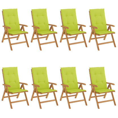 vidaXL Chaises de jardin avec coussins 8 pcs Bois de teck massif