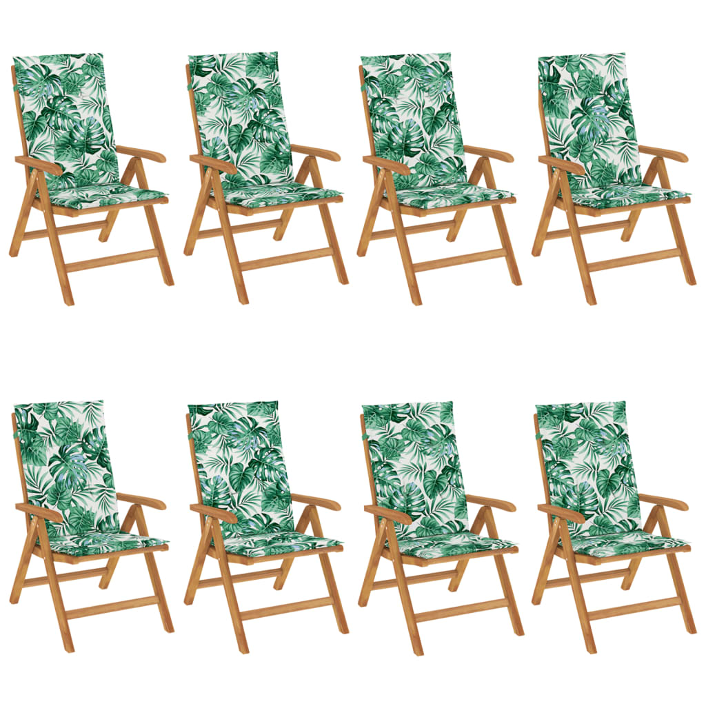 vidaXL Chaises de jardin avec coussins 8 pcs Bois de teck massif