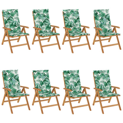 vidaXL Chaises de jardin avec coussins 8 pcs Bois de teck massif